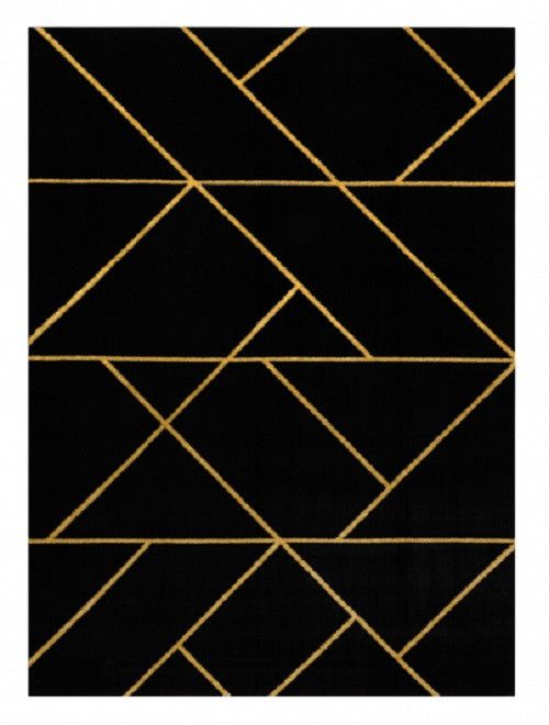 Dywany Łuszczów Kusový koberec Emerald geometric 1012 black and gold - 80x150 cm - Mujkoberec.cz