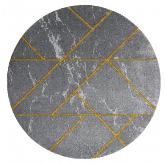 Dywany Łuszczów Kusový koberec Emerald geometric 1012 grey and gold kruh - 120x120 (průměr) kruh cm - Mujkoberec.cz