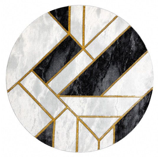 Dywany Łuszczów Kusový koberec Emerald 1015 black and gold kruh - 120x120 (průměr) kruh cm - Mujkoberec.cz