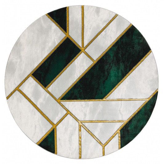 Dywany Łuszczów Kusový koberec Emerald 1015 green and gold kruh - 120x120 (průměr) kruh cm - Mujkoberec.cz