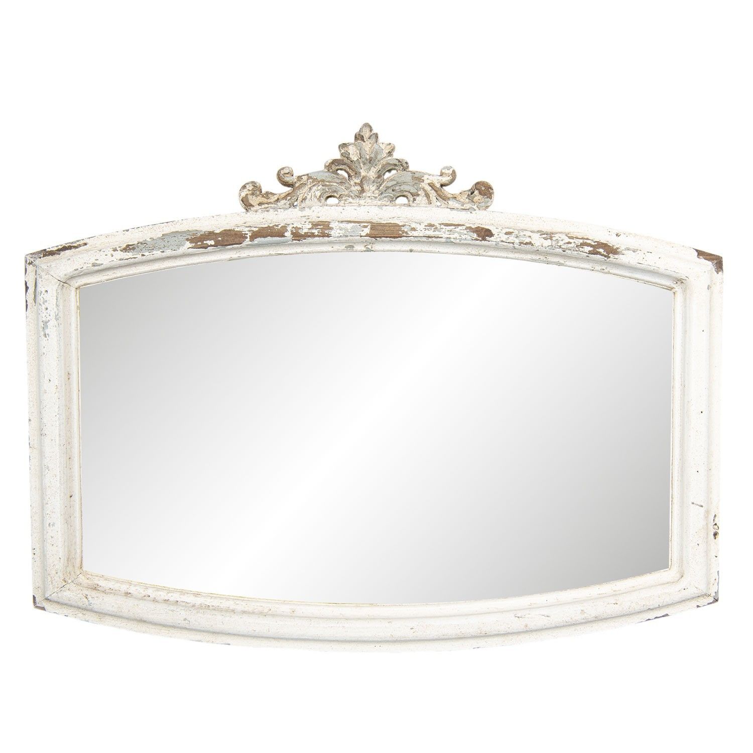 Nástěnné zrcadlo v dřevěném rámu s patinou a ornamenty- 72*4*55 cm Clayre & Eef - LaHome - vintage dekorace