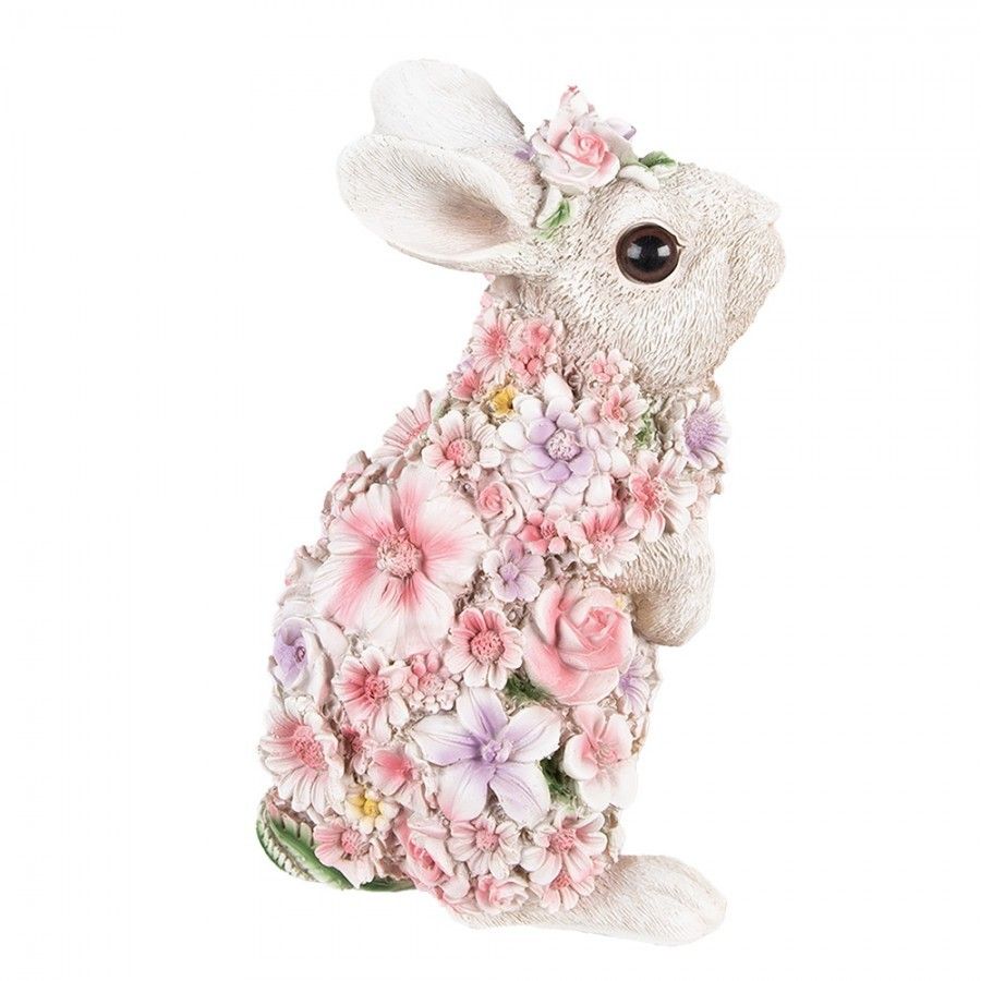 Dekorativní soška králíček posetý květinami - 16*35*25cm Clayre & Eef - LaHome - vintage dekorace