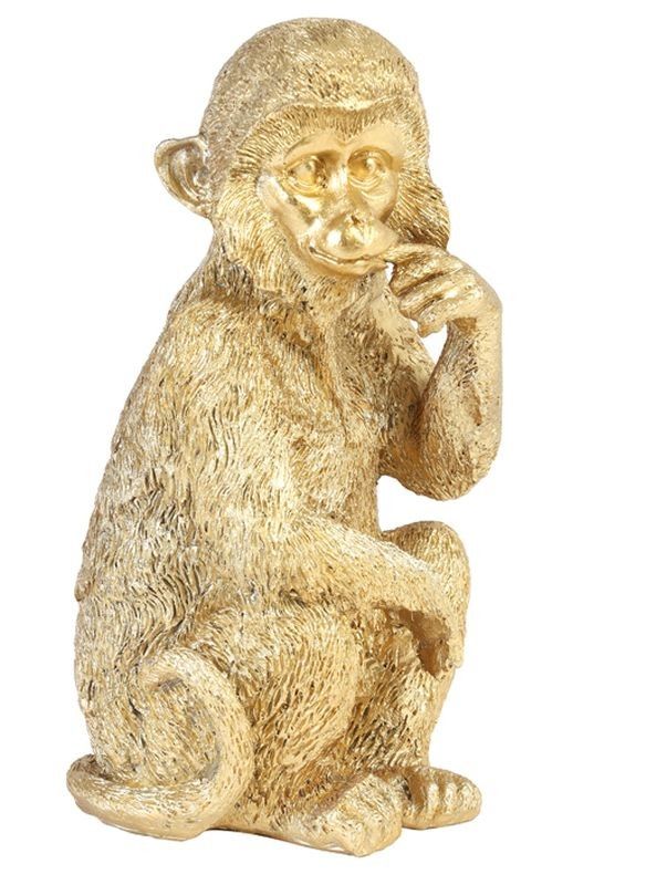 Zlatá antik nástěnná dekorativní soška opice - 10*9*20 cm Light & Living - LaHome - vintage dekorace