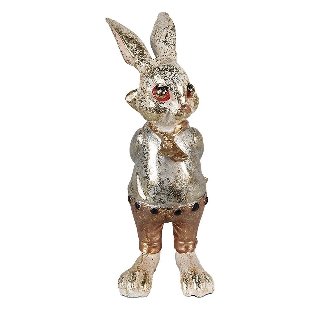 Dekorace socha králíček s bonbónkem a zlatou patinou - 6*7*14 cm Clayre & Eef - LaHome - vintage dekorace
