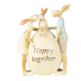 Velikonoční dekorace králíčci u vajíčka Happy together - 13*9*17 cm Clayre & Eef