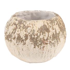 Béžovo-šedý antik baňatý květináč - Ø 18*13 cm Clayre & Eef