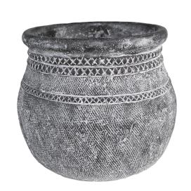 Granitový antik cementový obal na květináč se zdobením - Ø  32*29 cm Clayre & Eef