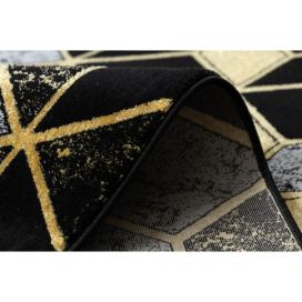 Dywany Łuszczów Kusový koberec Gloss 400B 86 3D geometric black/gold - 80x150 cm Mujkoberec.cz