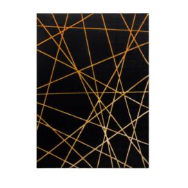 Dywany Łuszczów Kusový koberec Gloss 406C 86 geometric black/gold - 80x150 cm Mujkoberec.cz