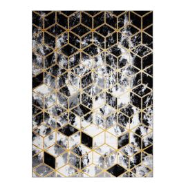 Dywany Łuszczów Kusový koberec Gloss 409A 82 3D cubes black/gold/grey - 80x150 cm Mujkoberec.cz