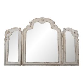 Tříkřídlé bílo hnědé dřevěné zrcadlo Fae s patinou - 66*3*84 cm Clayre & Eef