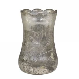 Stříbrná antik skleněná dekorační vázička Gria - Ø 9*14cm Chic Antique