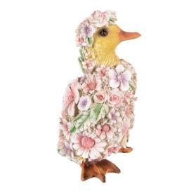Dekorativní soška káčátko poseté květinami - 10*11*18cm Clayre & Eef LaHome - vintage dekorace