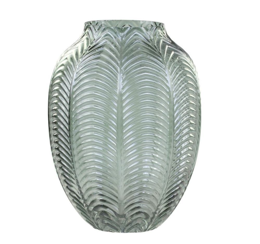Zelená skleněná dekorační váza Leaf  -  Ø 14*18cm Chic Antique - LaHome - vintage dekorace