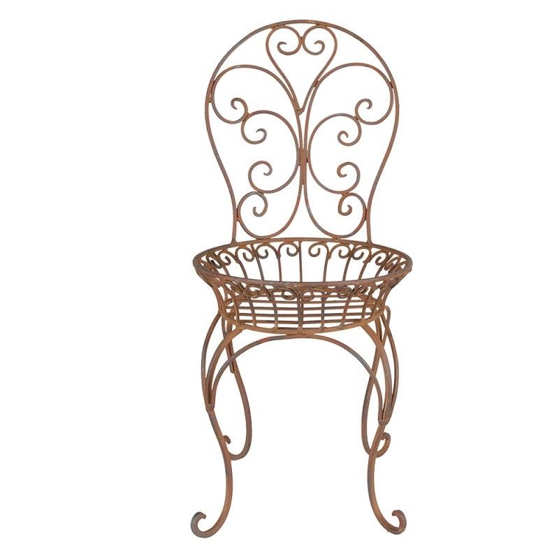 Hnědo-rezavý antik kovový stojan na květiny ve tvaru židle - 24*24*53 cm Clayre & Eef - LaHome - vintage dekorace