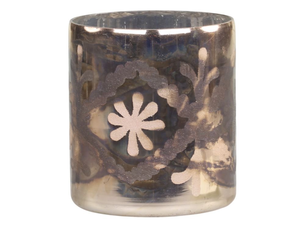 Mocca antik skleněný svícen na čajovou svíčku Grindi - Ø 9*10 cm Chic Antique - LaHome - vintage dekorace