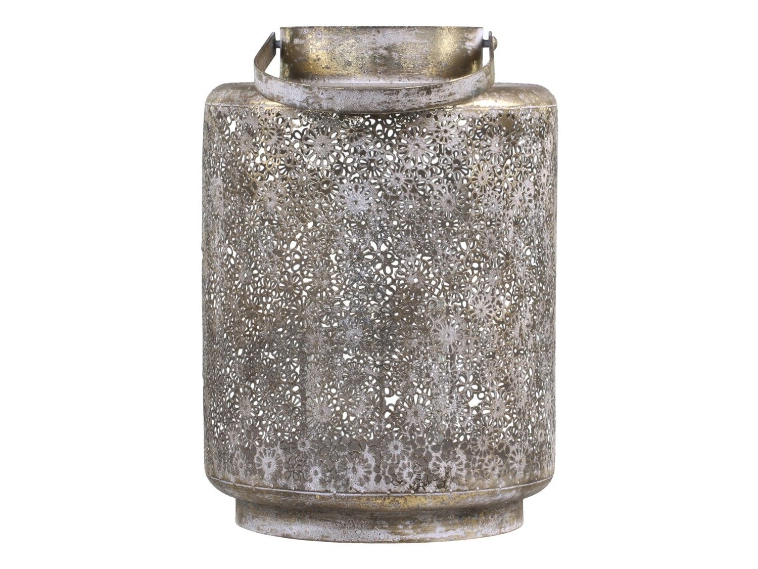 Bronzová antik kovová lucerna s kvítky Vire Flowien  - Ø22*32cm Chic Antique - LaHome - vintage dekorace