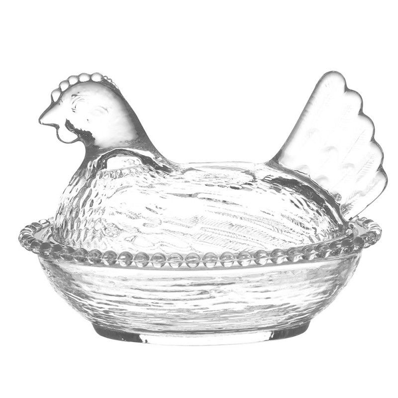 Skleněná dóza na bonbóny ve tvaru slepičky Chicken - 17*13*13 cm Clayre & Eef - LaHome - vintage dekorace