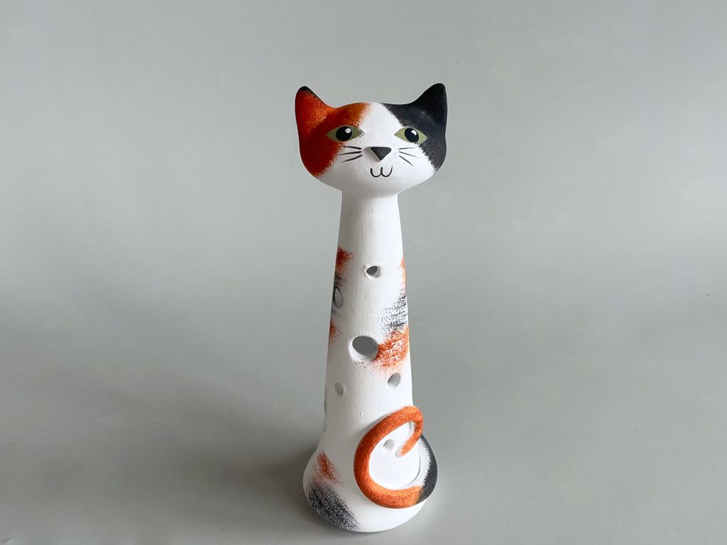 Keramika Andreas® Kočka Ágnes - malá na svíčku - tříbarevná - Keramika Andreas
