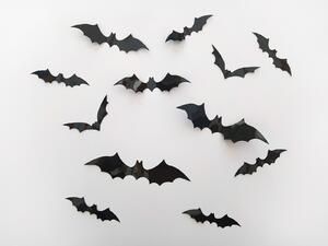 3D dekorace netopýři na zeď černá 12 ks 16,5 x 4 cm - Favi.cz