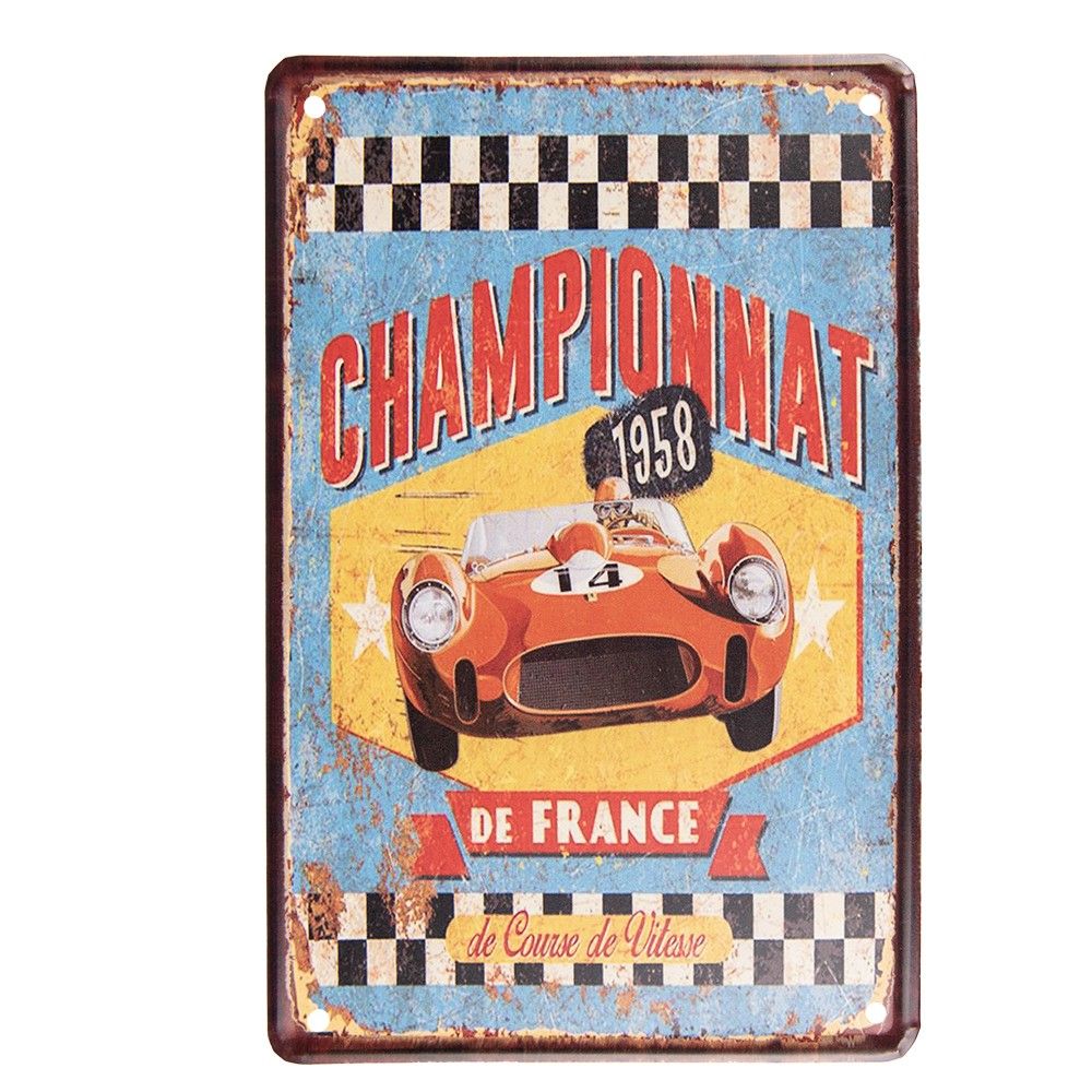 Nástěnná kovová cedule Championnat - 20*1*30 cm Clayre & Eef - LaHome - vintage dekorace