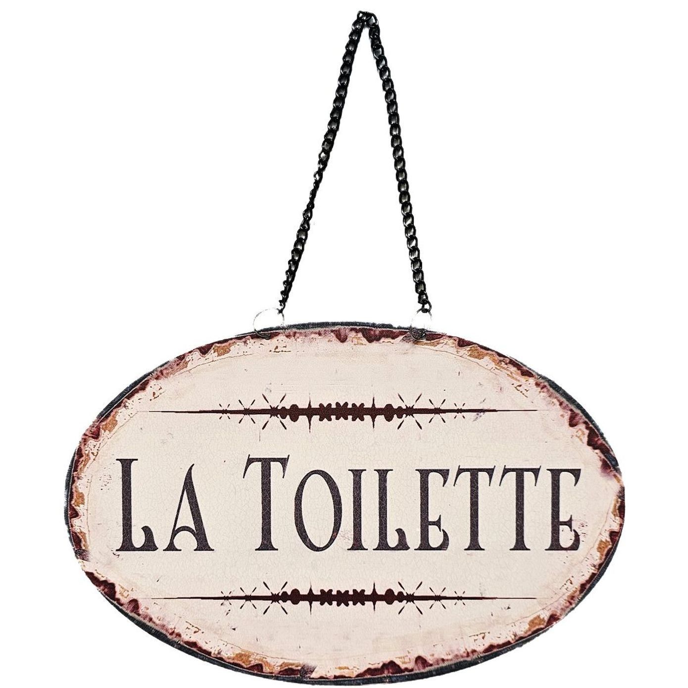 Závěsná kovová cedule s řetízkem La Toilette - 23*15 cm Ostatní - LaHome - vintage dekorace