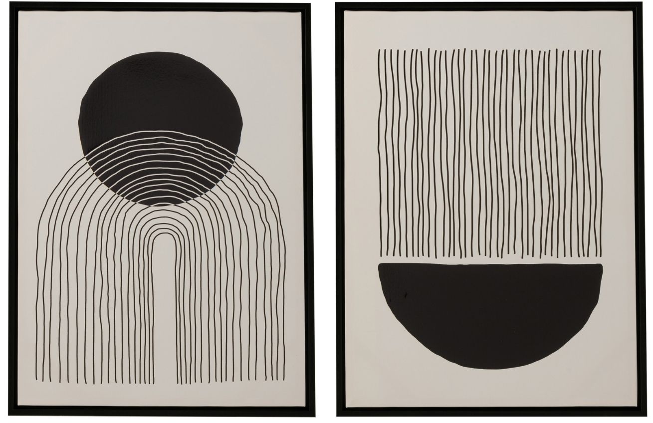 Set dvou černobílých abstraktních obrazů J-line Roava 80 x 60 cm - Designovynabytek.cz