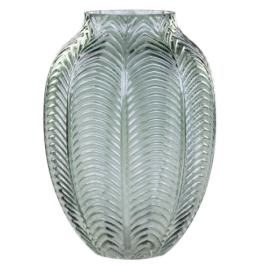 Zelená skleněná dekorační váza Leaf  -  Ø 18*25cm Chic Antique
