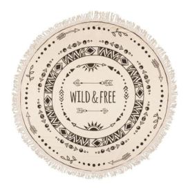 Béžový kulatý plážový bavlněný ručník / osuška s třásněmi Wild Free - Ø180 cm Mycha Ibiza new