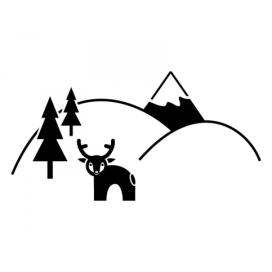 Pieris design Hory s jelenem - samolepka na zeď bílá