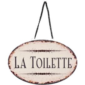 Závěsná kovová cedule s řetízkem La Toilette - 23*15 cm Ostatní
