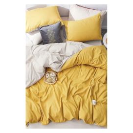 Žluto-krémové bavlněné povlečení na dvoulůžko/prodloužené s prostěradlem 200x220 cm – Mila Home