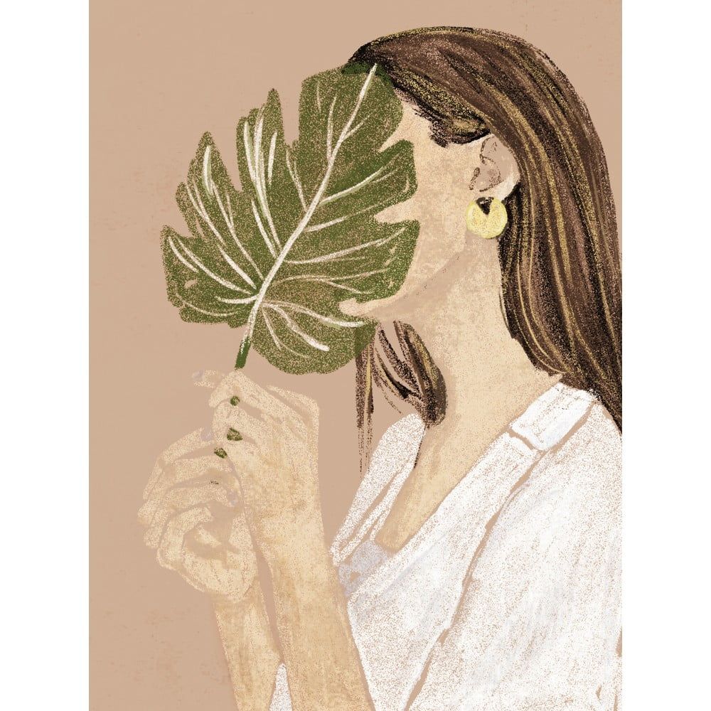 Obraz 60x80 cm Girl with Leaf – Styler - Bonami.cz