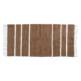 Hnědý bavlněný koberec s pruhy a třásněmi Rag walnut - 70*160 cm Chic Antique