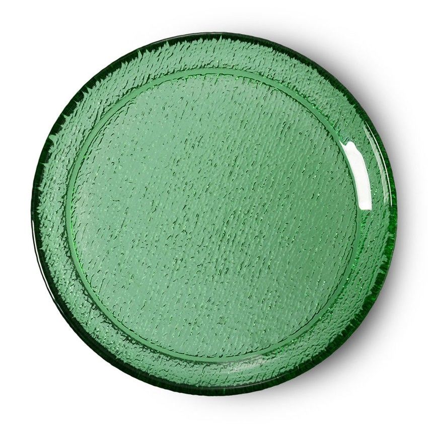 Zelený skleněný dezertní talíř The Emeralds - Ø 21*3cm HKLIVING - LaHome - vintage dekorace