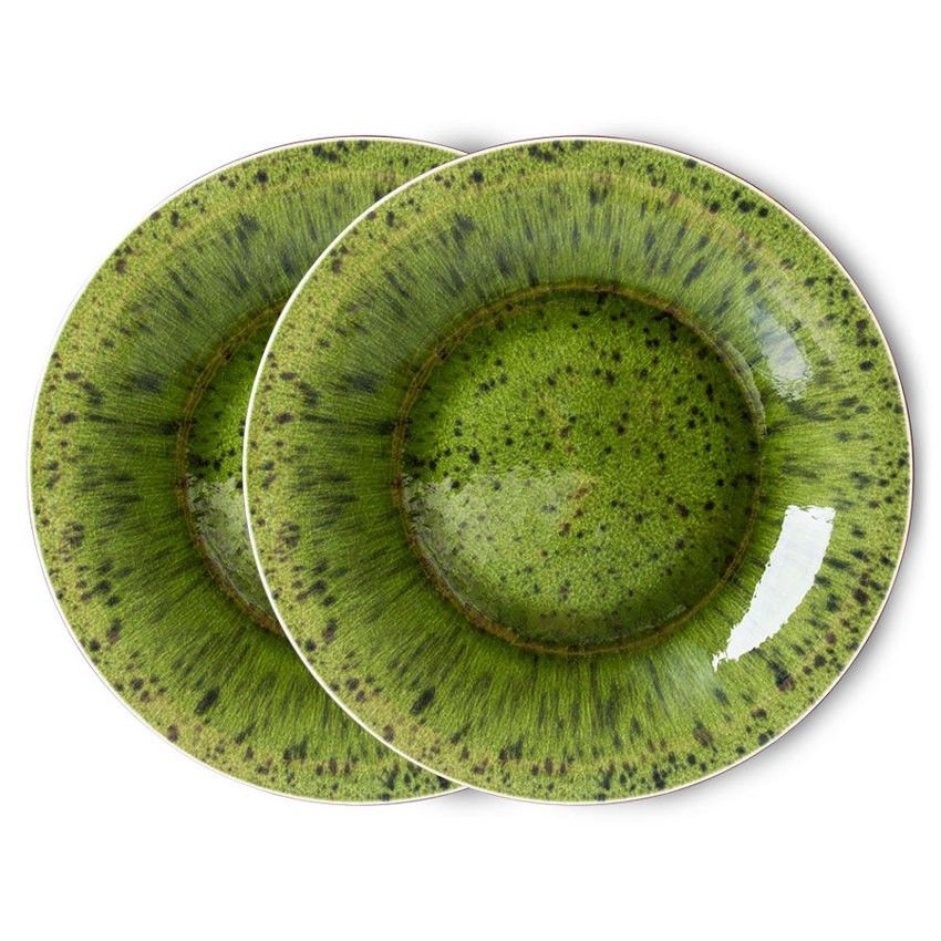 Set 2ks zelený keramický jídelní talíř The Emeralds - 27*3cm HKLIVING - LaHome - vintage dekorace