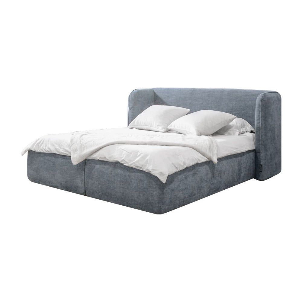Světle šedá čalouněná dvoulůžková postel s úložným prostorem s roštem 160x200 cm Louise – Bobochic Paris - Bonami.cz