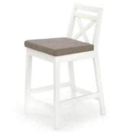 Barová židle BURYS bílá/světle hnědá