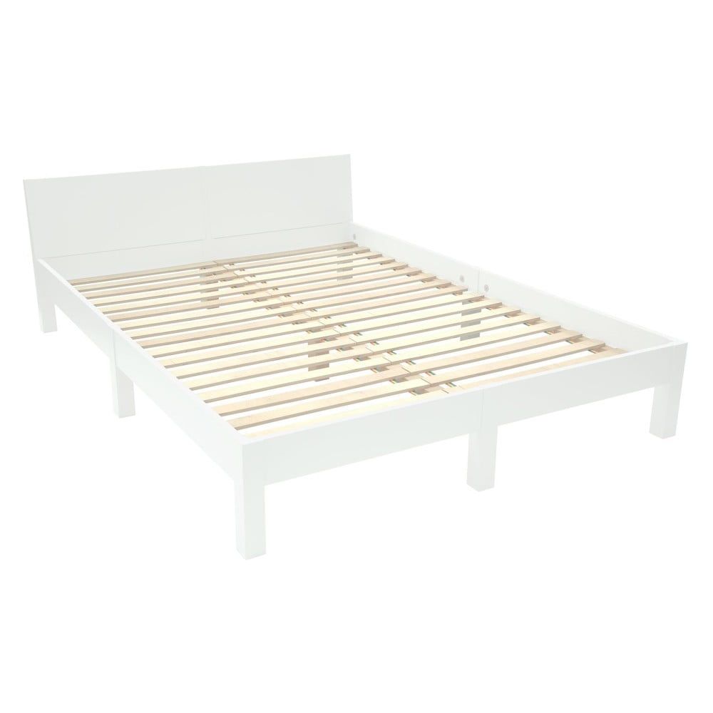 Bílá dvoulůžková postel z bukového dřeva s roštem 140x200 cm Dabi – Ragaba - Bonami.cz