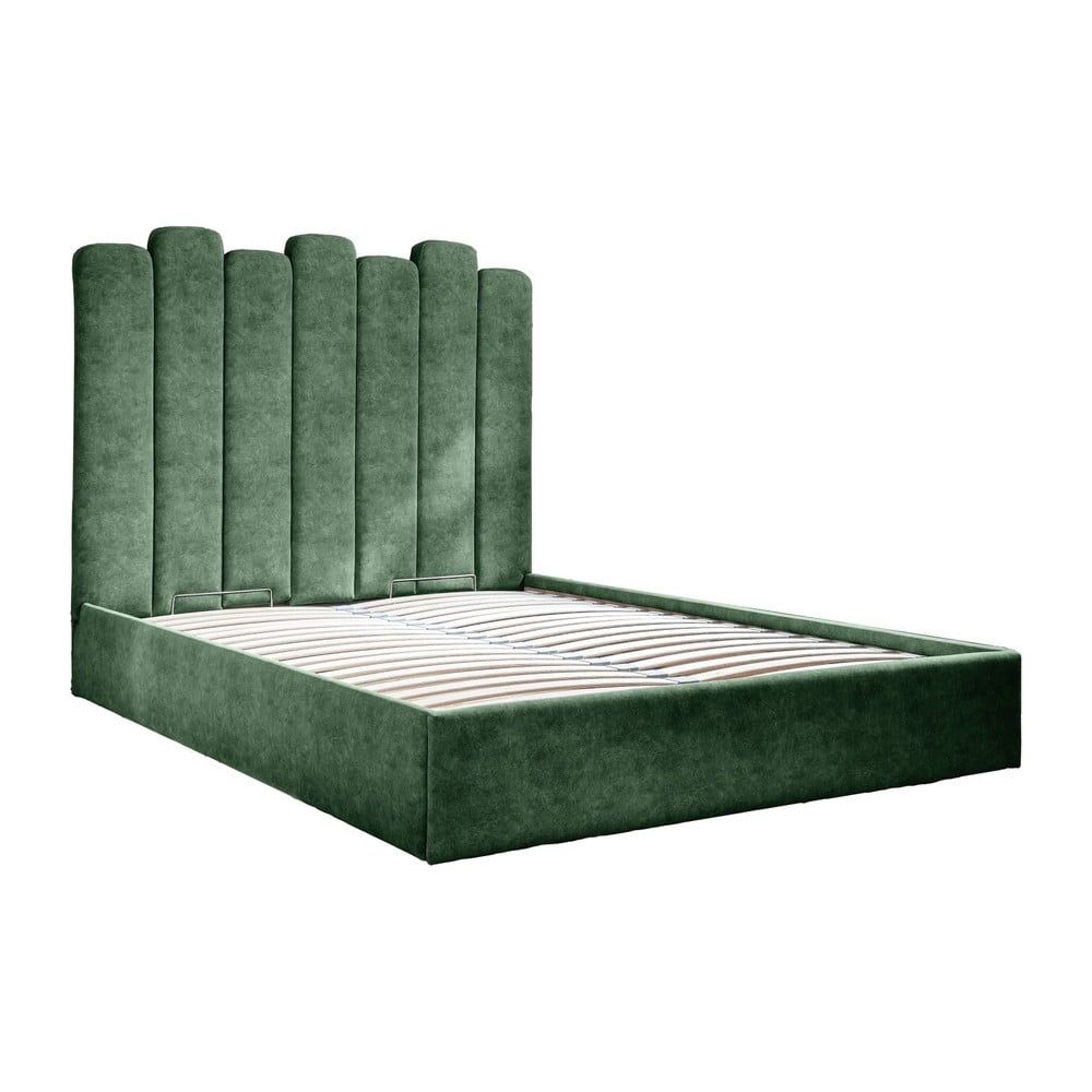 Zelená čalouněná dvoulůžková postel s úložným prostorem s roštem 140x200 cm Dreamy Aurora – Miuform - Bonami.cz