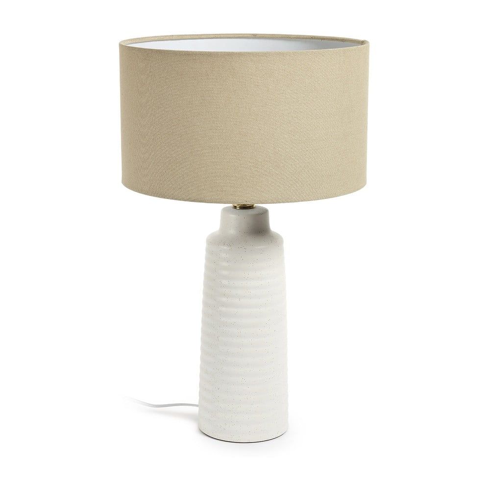 Bílá stolní lampa s textilním stínidlem (výška 58 cm) Mijal – Kave Home - Bonami.cz