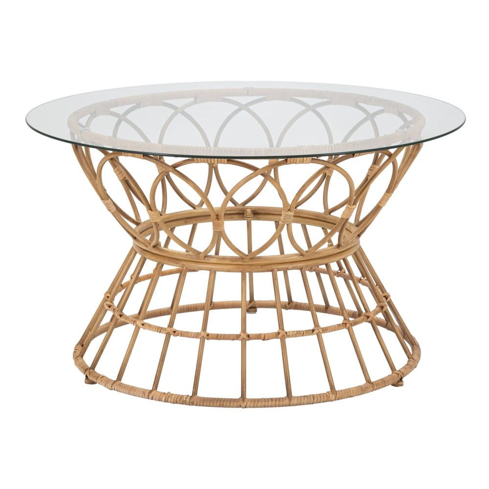 Kulatý konferenční stolek se skleněnou deskou v přírodní barvě ø 75 cm Panama – Mauro Ferretti - Bonami.cz