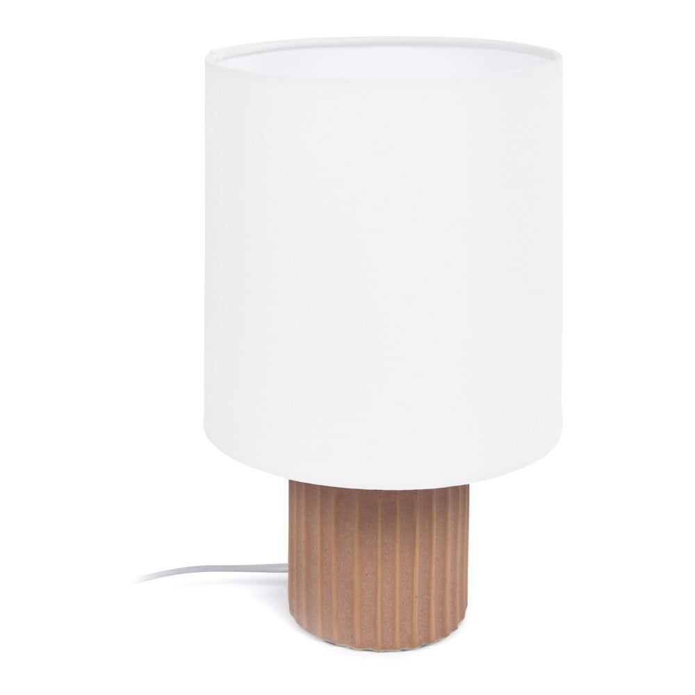 Stolní lampa s textilním stínidlem v bílo-přírodní barvě (výška 28 cm) Eshe – Kave Home - Bonami.cz