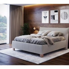 Luxusní čalouněná postel s úložným prostorem šedá