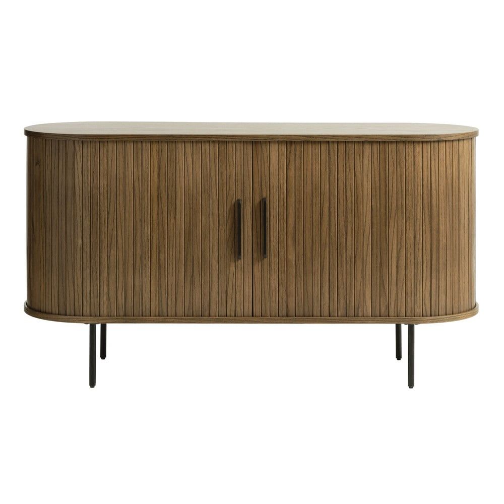 Hnědá nízká komoda v dekoru dubu 140x76 cm Nola – Unique Furniture - Bonami.cz