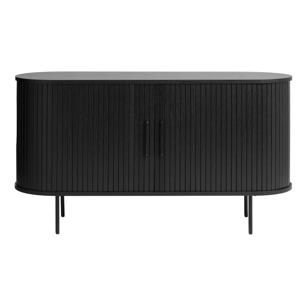 Černá nízká komoda v dekoru dubu 140x76 cm Nola – Unique Furniture - Bonami.cz