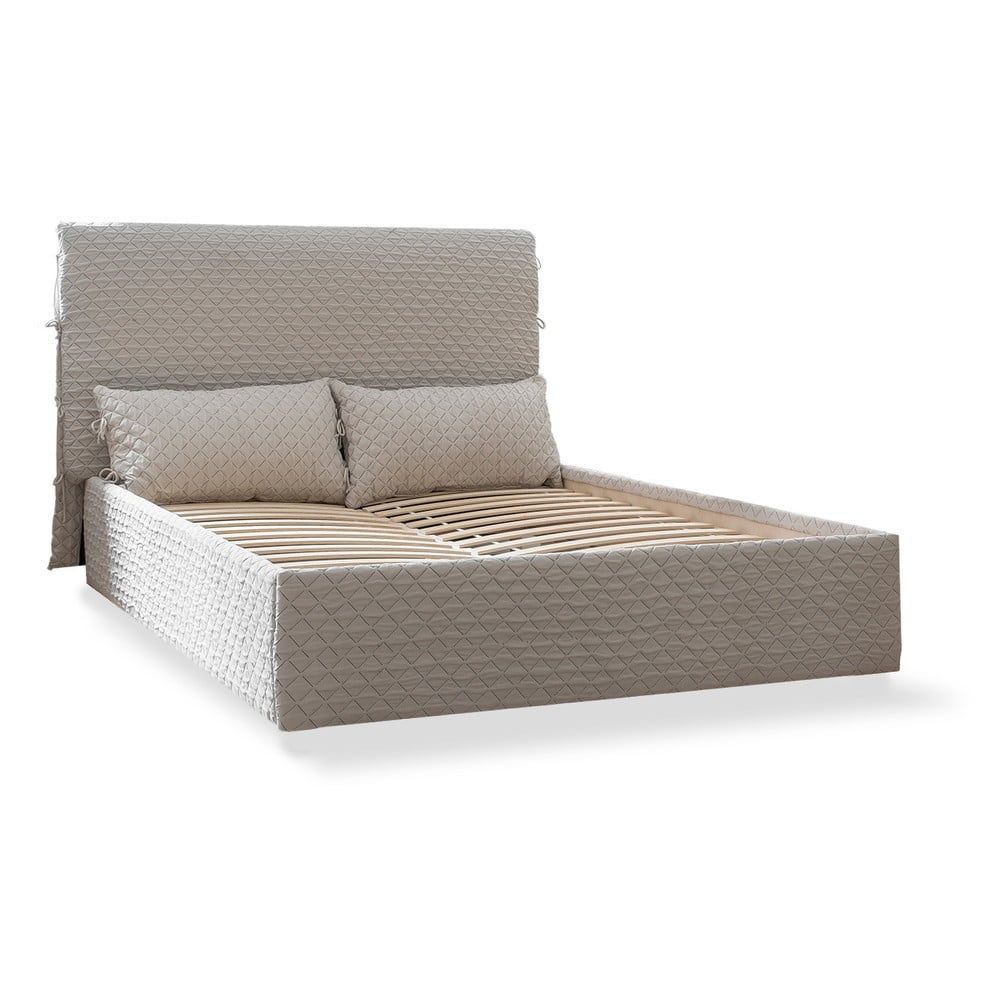 Béžová čalouněná dvoulůžková postel s úložným prostorem s roštem 140x200 cm Sleepy Luna – Miuform - Bonami.cz
