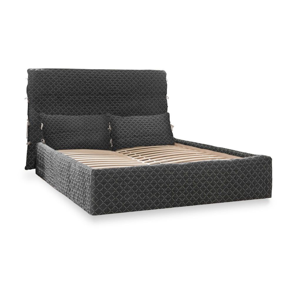 Černá čalouněná dvoulůžková postel s úložným prostorem s roštem 140x200 cm Sleepy Luna – Miuform - Bonami.cz