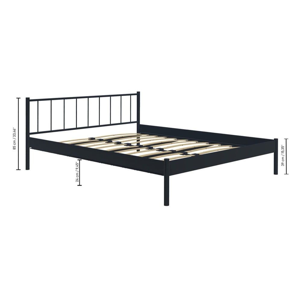 Černá kovová dvoulůžková postel s roštem 140x200 cm Falez – Kalune Design - Bonami.cz