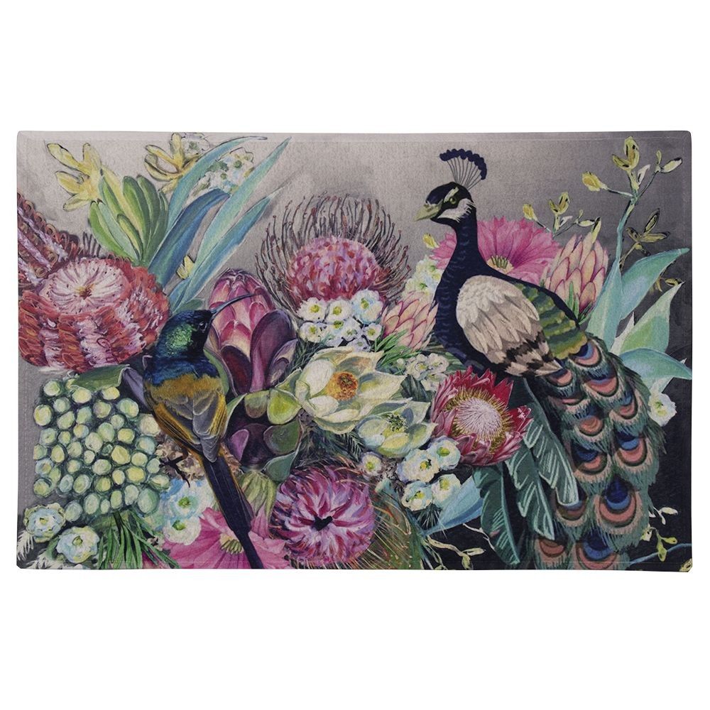 Barevná rohožka s květy a pávem Peacock - 75*50*1cm Mars & More - LaHome - vintage dekorace